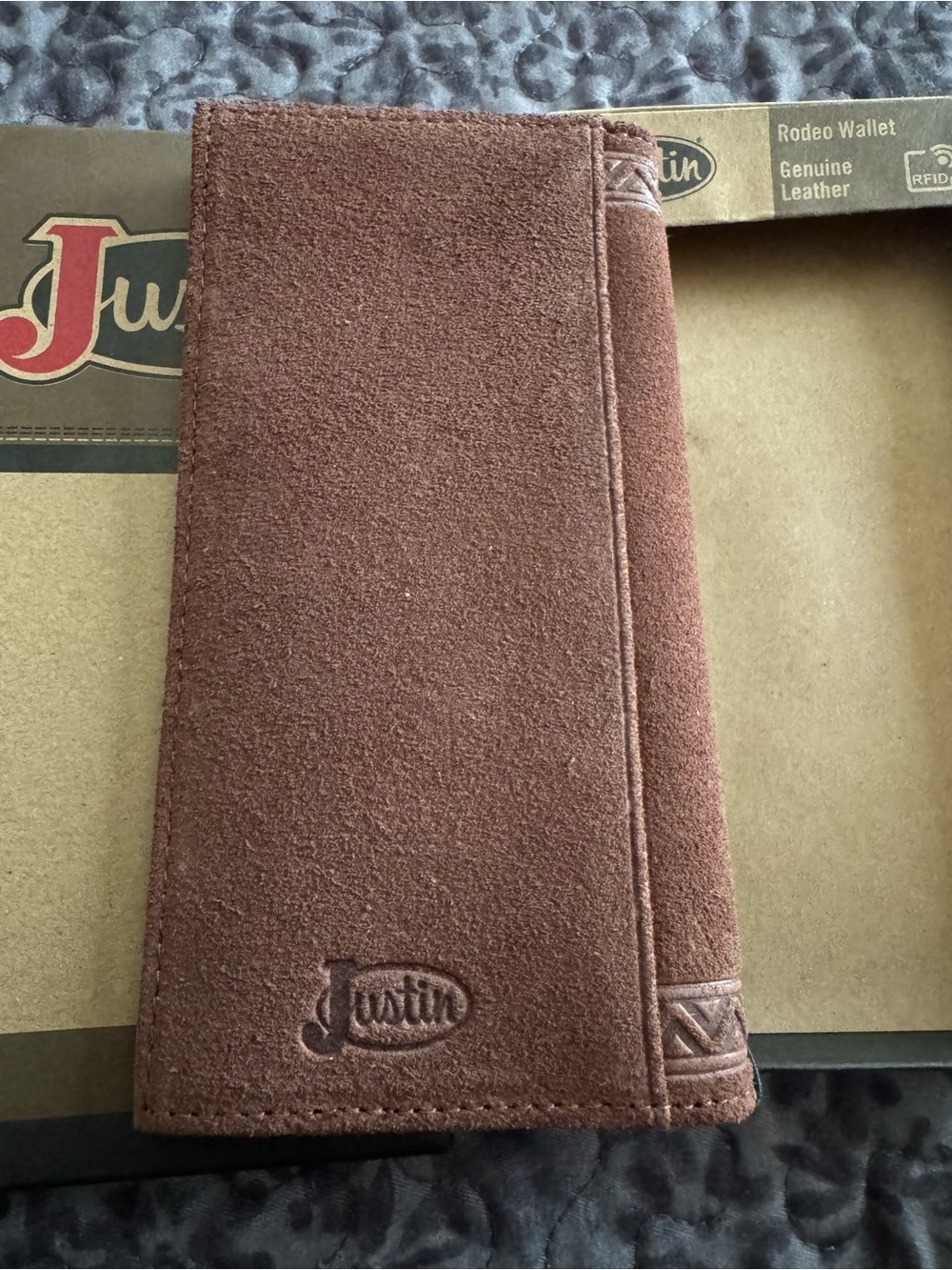 Justin - Men's Leather Roughout Rodeo Wallet - Picture 3 of 4
